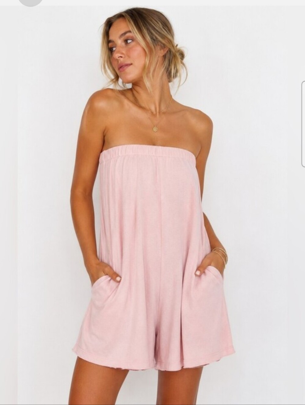 Free People Strapless Blush Pink Bandeau Romper